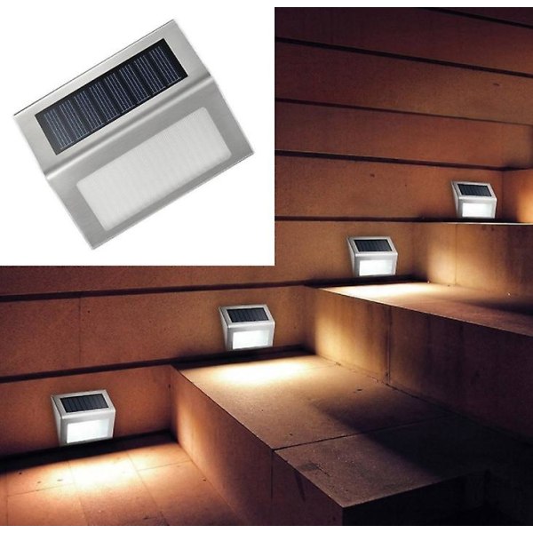 8 Pack Oppgraderte Solar Steplights Utendørs, Trådløs Led Deck Light Rustfritt stål Solar Vegglys Vanntett Solar Powered Stair Light For Walkway,