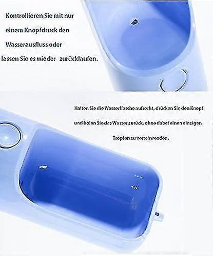 Hundevandflaske - 450 ml - Til rejser og ture - Ideel til udendørs ture Blå.