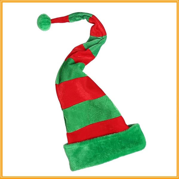 Striped Santa Hat (Green Red), Red and White, with Wire