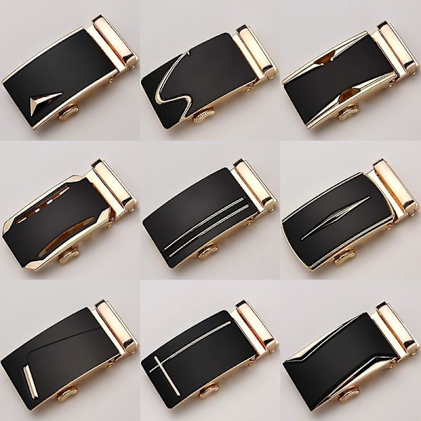 Fashion Lyx Glod Legering Automatisk Pu Bältesspännen för Herr Läder Midjebälten för Män Byxbältesspännen 3.5cm Herrbälte