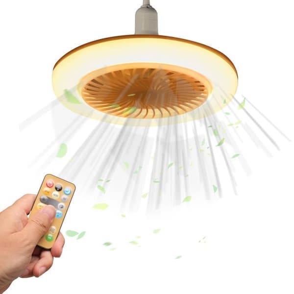 Small Ceiling Fan with Remote Control and E27 Lamp Holder; Adjustable Speed; Suitable for Living Room, Bedroom; Features Aromatherapy Function