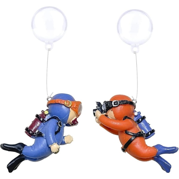 Fisketankdekoration Sød lille kreativ tegneserie flydende dykkerpynt Akvarietilbehør (2 stk, blå+orange)