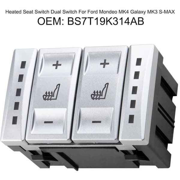 Seat Heater Control Button Compatible with Galaxy MK3 S-MAX Mondeo MK4 6M2T19K314AC BS7T19K314AB Silver