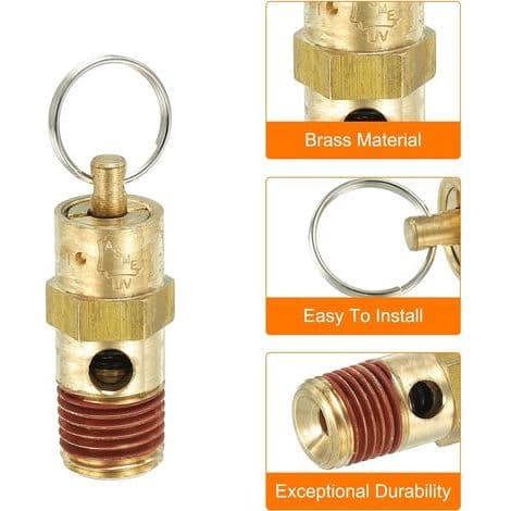 1/4\" NPT Säkerhetsventil för luftkompressor, 175 PSI Justeringstryck