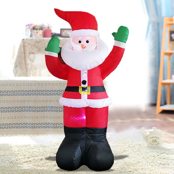 Uppblåsbar Jultomte, Uppblåsbar Jultomte för Utomhus med Färgglada Roterande LED-Ljus, Vinterdekoration för Jul Utomhus Inomhus Trädgård