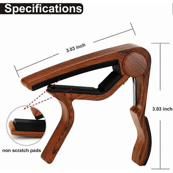 Gitarr Capo Premium Capo för Akustiska El- och Klassiska Gitarrer Ukulele Trämönster 12