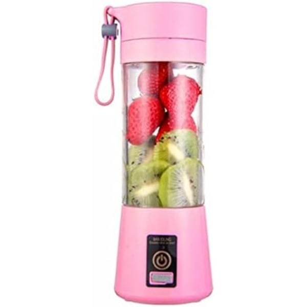 Bærbar Blender Multifunksjonell USB Elektrisk Blender Mat Smoothie Maker Blender Rørbar Oppladbar 6-blad Fruktjuicekopp (rosa)