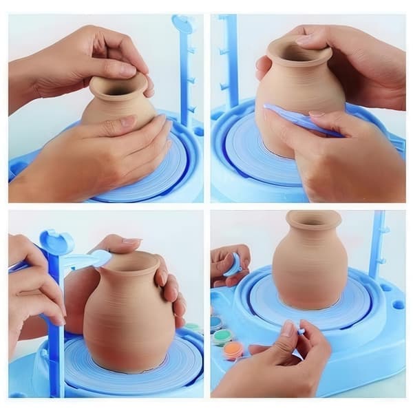 Electric Pottery Wheel with Tools, Clay & Paint - 10 Pieces