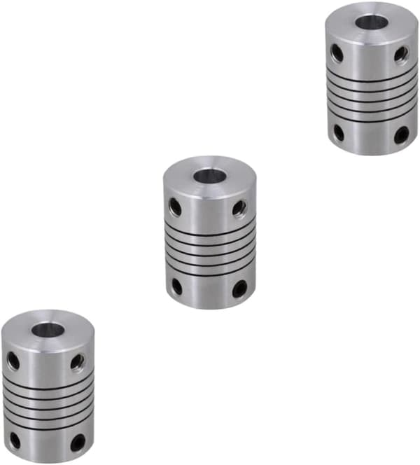 3 stk. fleksible akselkoblinger for skriver, rustfri leddkobling for trinnmotor