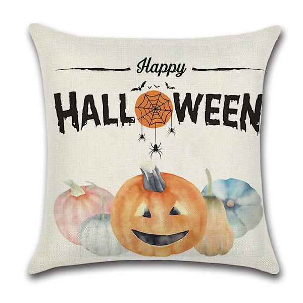 Halloween Kuddfodral 18x18 Tum Pumpa Bat Rustik Linne Kuddfodral Soffa Dagbädd Kastkuddfodral