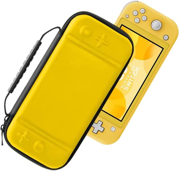 (Gul) 1 stk. Nintendo Switch Lite-etui, hårdt etui til Nintendo Switch Lite-konsol, inklusive 8 spilkort, JoyCon og andet tilbehør.