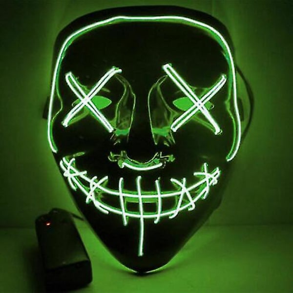 Neon-ommel Mask LED-lanka Loiste Masquerade Puhdista Halloween Cosplay Mask_Vihreä