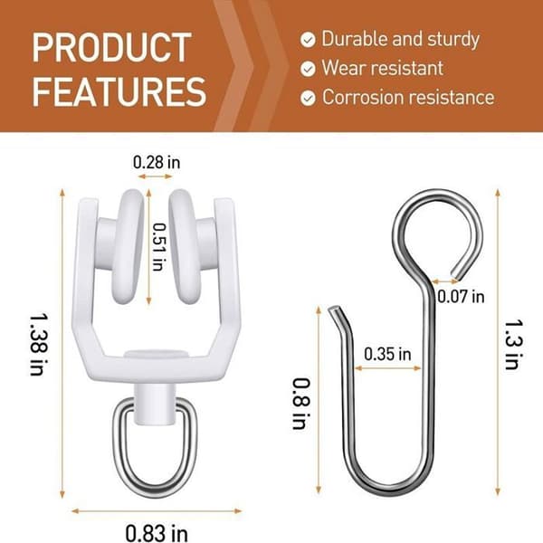 Curtain Track Accessories - YYV - 70 Pieces - White - Hooks - Mounting Brackets