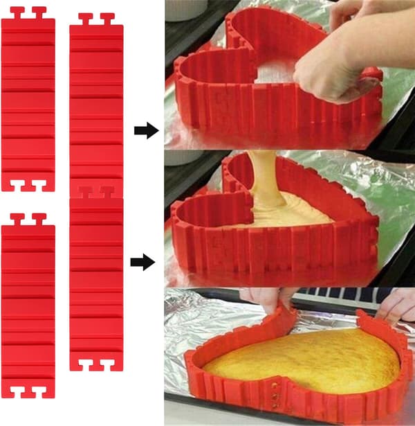 16-pakning silikonkakeform Magic Bake Snake, formere for DIY runde rektangulære hjerteformede desserter, isbarriere, tie-dye