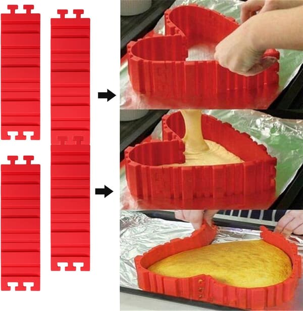 16-pakning silikonkakeform Magic Bake Snake, silikonkakeformere DIY rund rektangulær hjerteformet kakedessert, isbarriere slipsfarge -