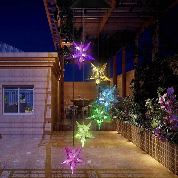 Wind Chimes Stars Solar Lamp Wind Chimes Light Color Changing LE