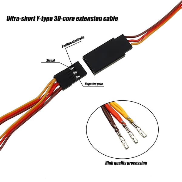 5 JR/Futaba-stil Servo 1-til-2 Y-kabel, han-til-hun forlængerkabel, til RC-model-fly, 8 cm