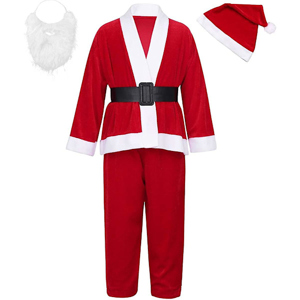 Joulupukki-asu Lapsille Unisex Pojat Tytöt Deluxe Joulupukki-asu Tonttuasu Cosplay Show Party Joululahjat (korkeudelle 110-120cm)