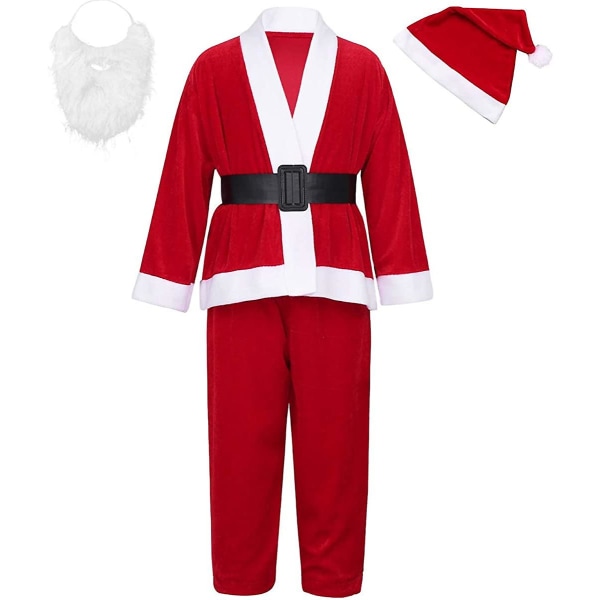 Santa Claus Costume Kids Unisex Boys Girls Deluxe Santa Claus Costume Elf Costume Cosplay Show Party Christmas Gifts (for Height 110-120cm)