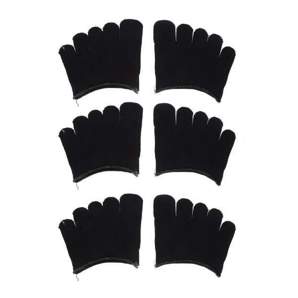 3 Par Toe-Split Sokker - Trendy Farverige, Varmeholdende Gave - Toe Topper - Sort 9x10x0.2cm Black 9x10x0.2cm