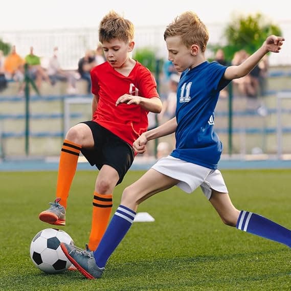 Fodboldstrømper til børn, komfortable tynde fodboldstrømper til børn Åndbare og stilfulde fodboldstrømper til drenge og piger 6-10 år