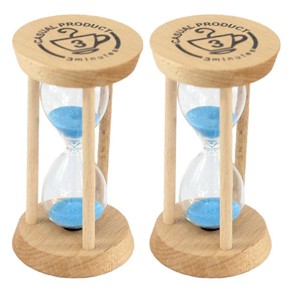 2 st Dekorativa Sandtimmar Barn Tandborstning Sandglas Leksak Blå 10X5cm