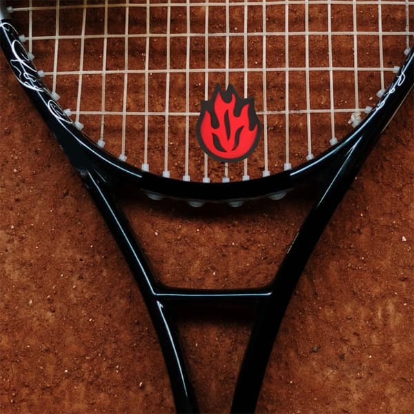2 pcs. Silicone Vibration Dampeners for Tennis Racket with Flame Design, Red Shock Absorbers