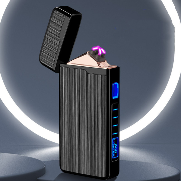 Elektrisk lighter, USB-oppladbar lighter, Plasma dobbeltbue lighter, vindtett flammefri lighter, lommemetall lighter med