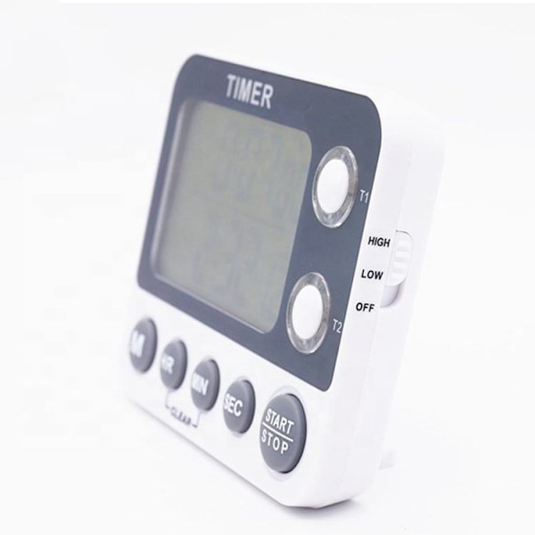 To stykker Tre Hukommelses Timere Hvid, 3inx2-1/2in Koge Timer, Stor Skærm Trippel Timer, Høj Lydstyrke Alarm