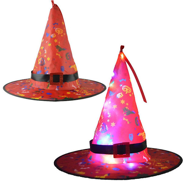 Ljusande Häxhatt Halloweenpresent För Barn Att Leka Med På Natten Lysande Röd