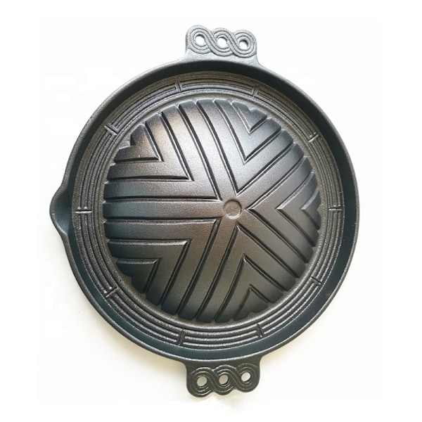 BBQ Plade Genghis Khan Grillplade Mongolsk Robust Støbejerns Kogeplade BBQ Grillpande, 11,4 tommer