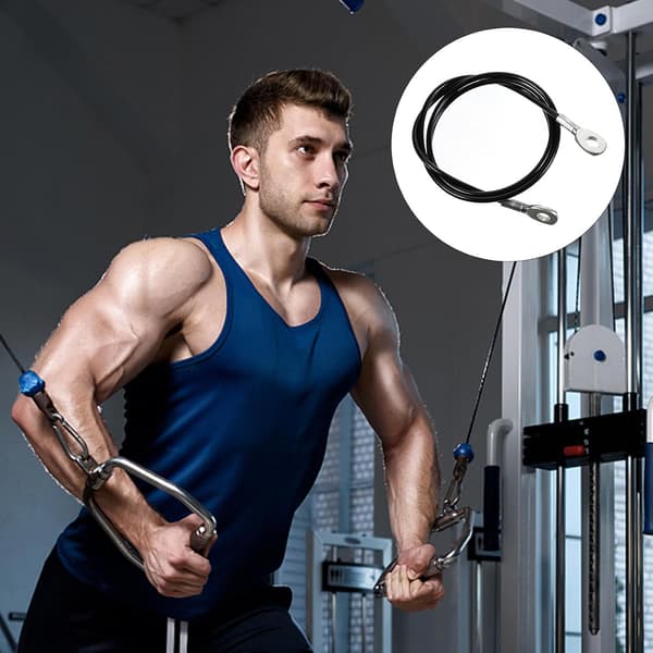 Kraftig 5 mm diameter 1,4 m svart stålwire för hemmagym, kabel, träningsutrustningstillbehör