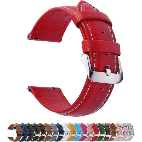 Læderrem til kvinder og mænd, quick release, Axus-serie, ægte kalveskindsrem med spænde i rustfrit stål, 14 mm 16 mm