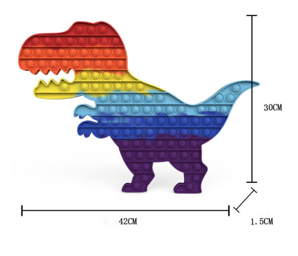 2 stk. regnbuefarvede dinosaur-bordfingerdekompressionsbobler