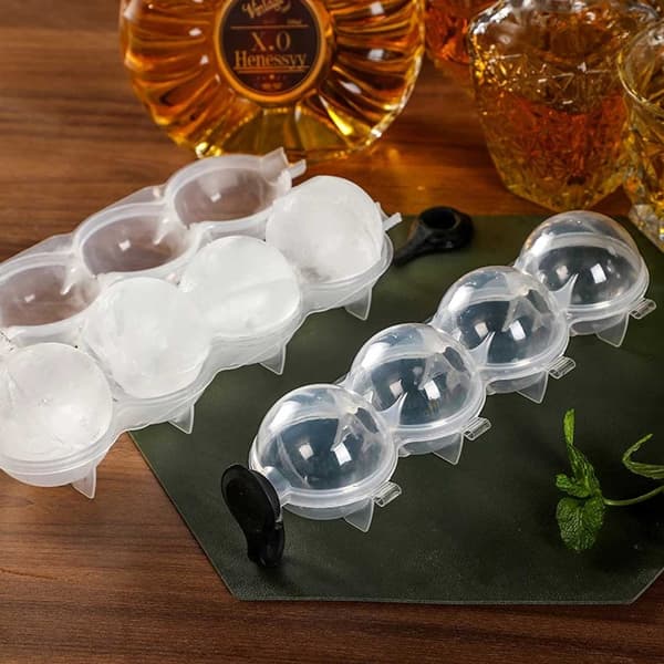 2-pak isform til isterninger, runde isterninger, isterningbakke, kugler, plast transparent