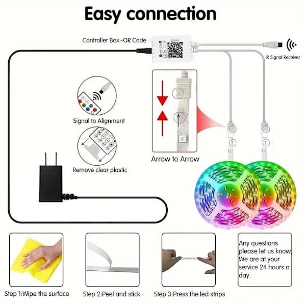 HA~5M LED Strip, 30 LEDs/meter, 24V RGB LED Strip, 150 LEDs, APP and Remote Control, Music Sync, Timer Mode