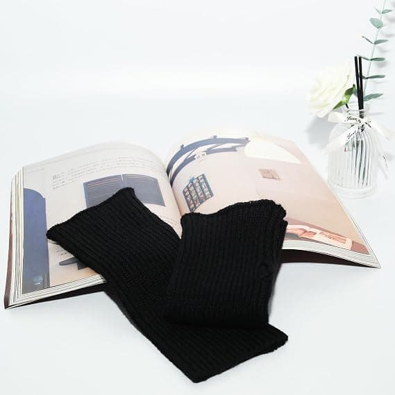 Varme vinterhandsker med lange ærmer, femfingerdesign til mænd og kvinder, sort, 23 cm længde