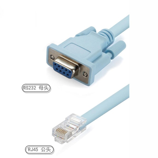 Blå 1,8m DB 9-stifts RS232 Seriell till RJ45 Cat5 Ethernet-adapter LAN-konsolkabel Blue