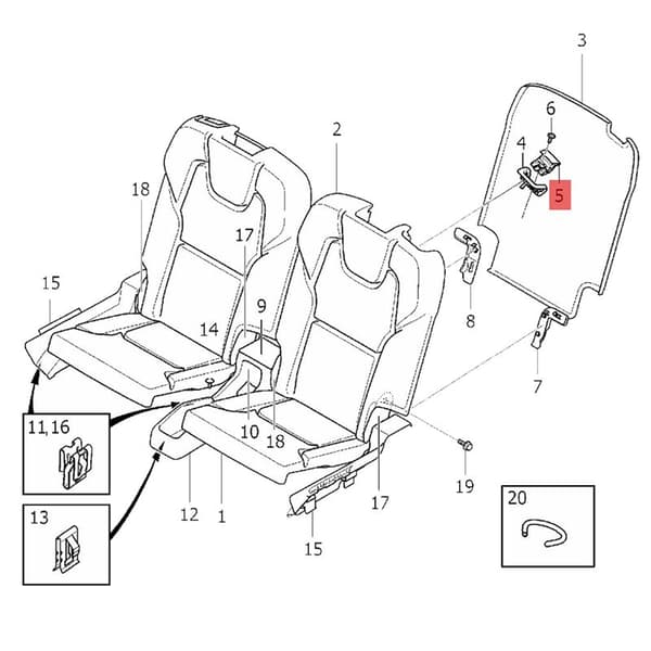 39826799 Outer Handle for Rear Seat Release Lever for XC90 2016-2023 Extractor Switch Backrest 2nd / 3rd Row