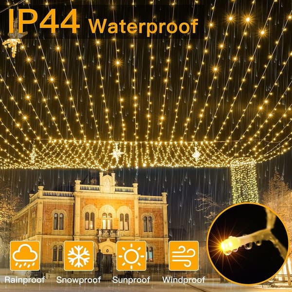 100m LED String Lights, 1000 LEDs – IP44 Waterproof – 8 Modes with Remote Control – Indoor and Outdoor Decoration – Warm White