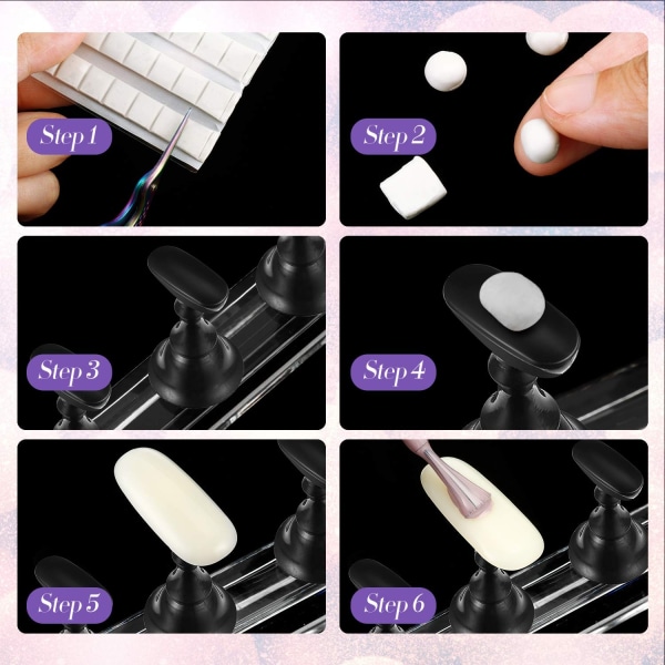 2 set Akryl Nageldesign Övningsställ Magnetiska nagelhållare Träningsställ för nageldisplay Gör-det-själv-nagelkristallhållare (svart)