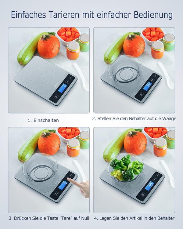 Food Scale 15 kg for Cooking and Baking, Electric Baking Scale with Tare Function, Grams and Ounces, Backlit LCD, 1 g/0.1 oz Accuracy