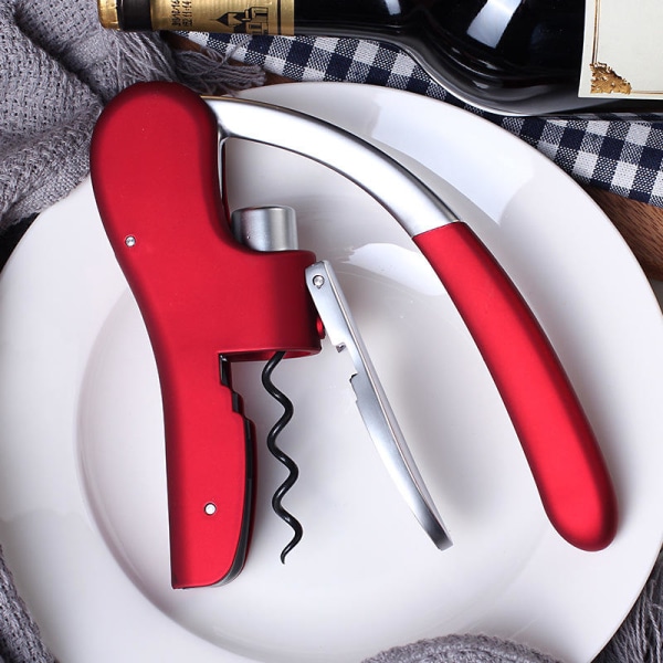 Vinåpner Kompakt vertikal korketrekker vinflaskeåpner med innebygd foliekutter (rød)