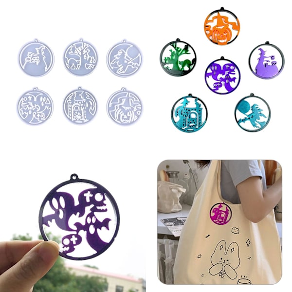 DIY Glitter Halloween Hexe Nøglering Dør Charm Dør Harpiks Epoxy Smykker