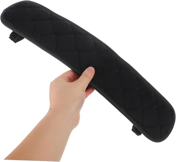1 Pair 45x10 cm Curved Plush Armrest Pads for Office and Gaming Chairs with Adjustable Straps