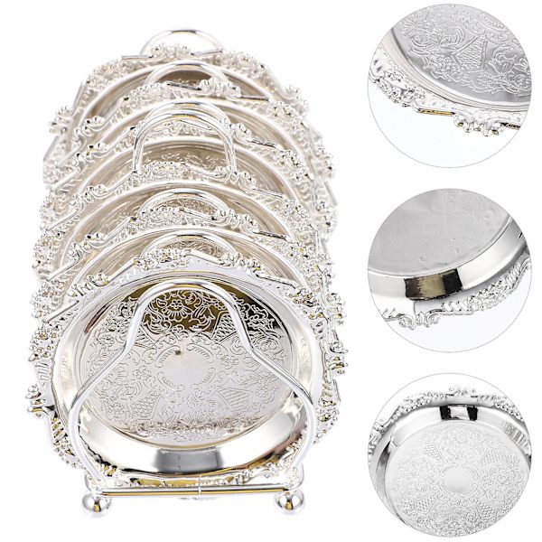 1 Set Silver Frukttallrik Dekorativ Matserveringsfat Förvaringsfat Med StativSilver14.5x10cm Silver 14.5x10cm
