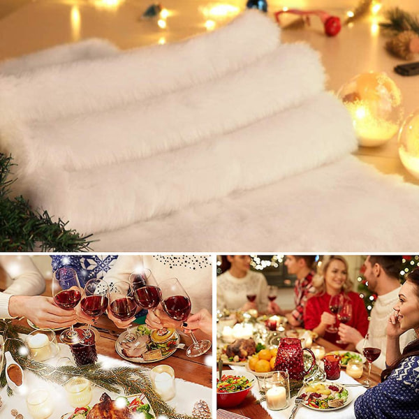Julduk i Vit Plysch för Köksbord, Juldekoration, Eleganta Julbord