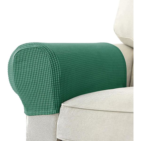 Set med 2 Jacquard Stretch Soffa Armstöd Armstödsskydd Halksäkra Möbelskydd Armstödsskydd för Soffa Recliner Skogsgrön Forest Green