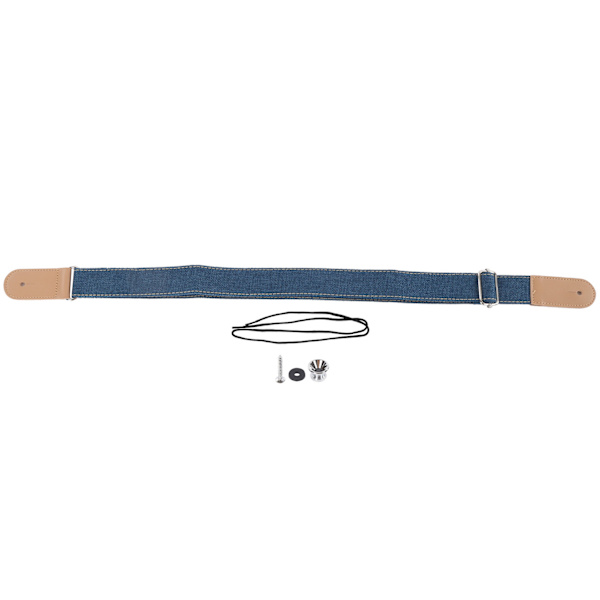 Adjustable Ukulele Strap with Sliding Buckle, Blue Cotton Linen Accessory
