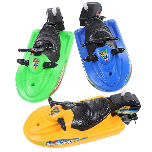 3-pack Barnbadleksak för småbarn, Uppdragbar Motorbåt, Badleksak för Spädbarn, Slumpartad Färg